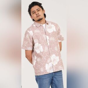 Folk Resort Maui Camp Preppy Coastal Beachy Elevated Statement Floral Shirt S